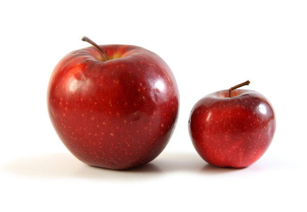 Two red apples: big and small