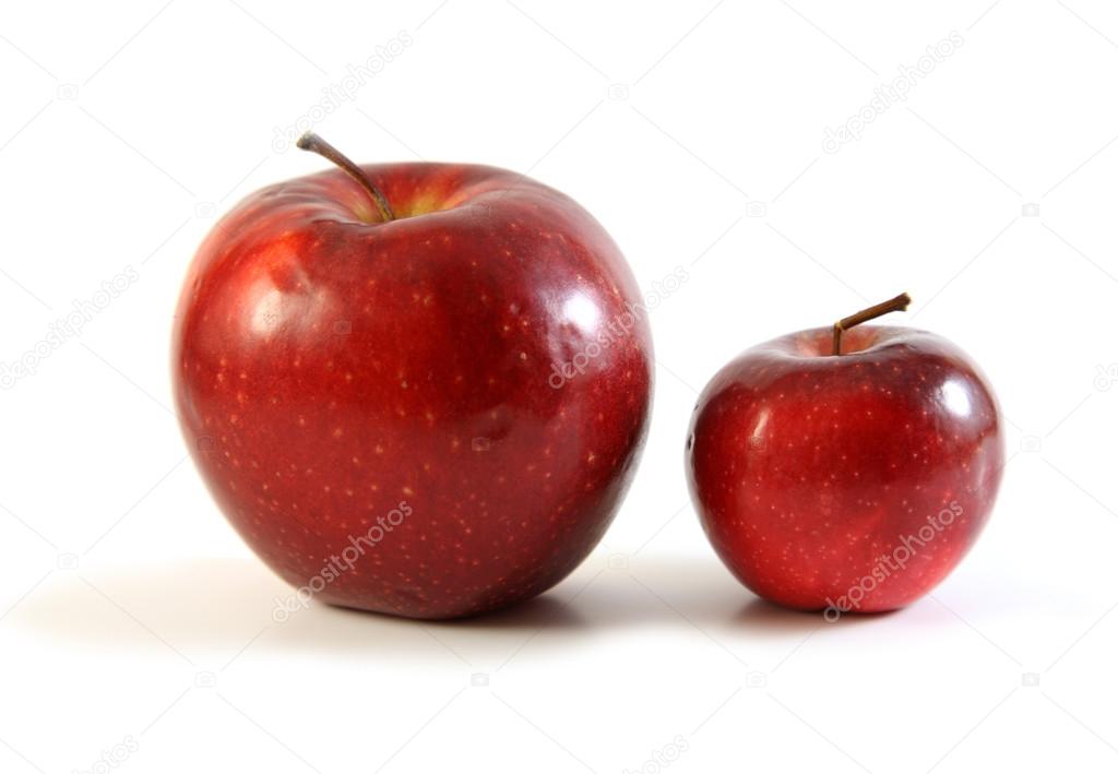 Two red apples: big and small