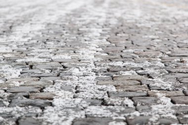 cobblestones, yumuşak odak kar