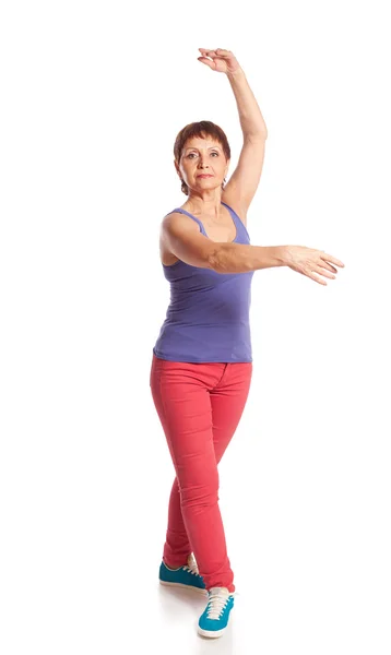 Mulher atraente 50 anos fazendo fitness — Fotografia de Stock