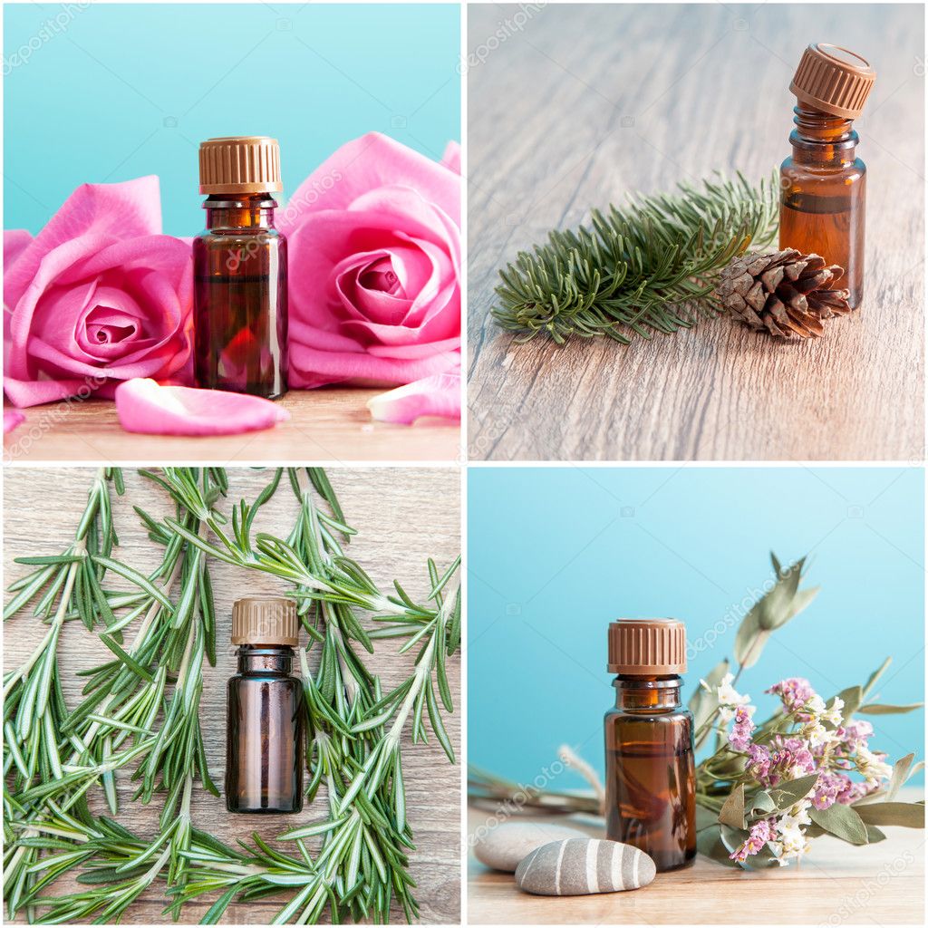 Bottles with organic essential oils — Stock Photo © OlezzoSimona 39609171