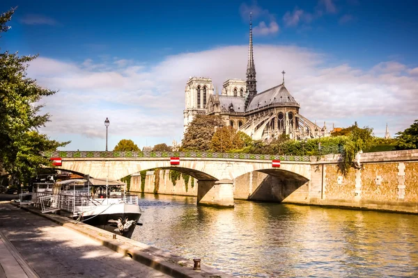 View of the cathedral of Notre Dame and the Seine — Stock Photo, Image