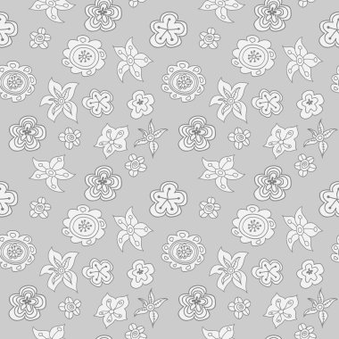 tek renkli elle çizilmiş çiçekler. seamless modeli. 