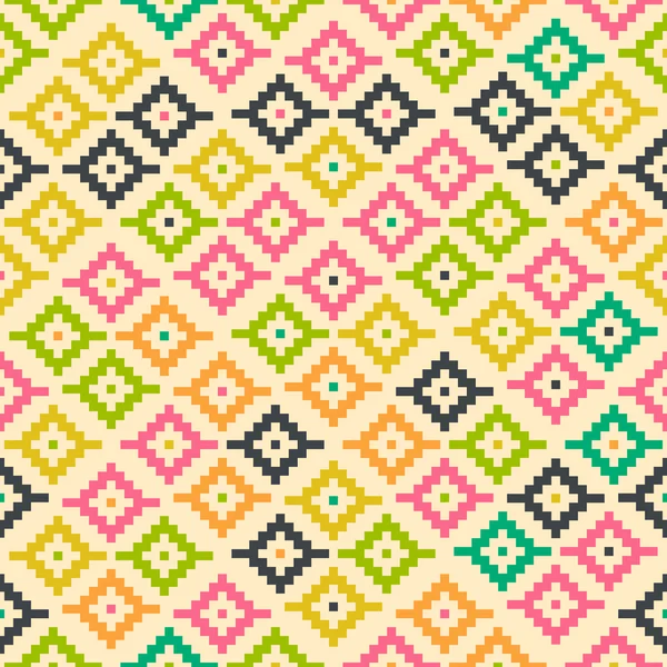 Colorful tribal seamless pattern pixelated — Stock Vector