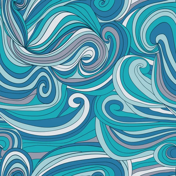 Vague motif sans couture thème de la mer dans les nuances de bleu — Image vectorielle
