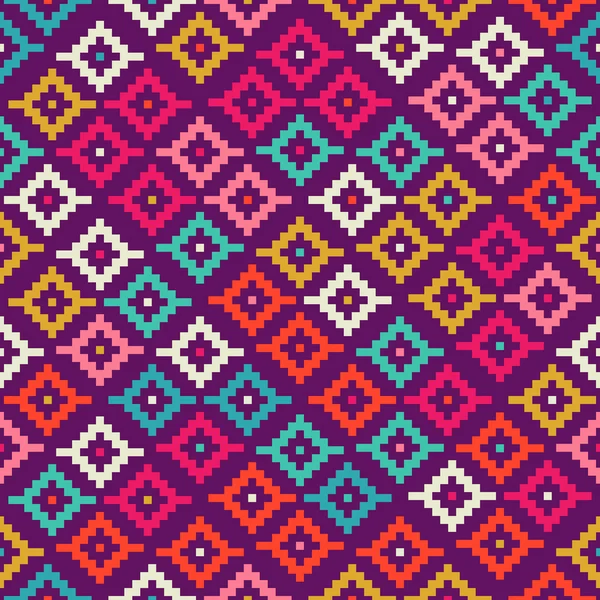 Kolorowy wzór plemienny piksele — Wektor stockowy