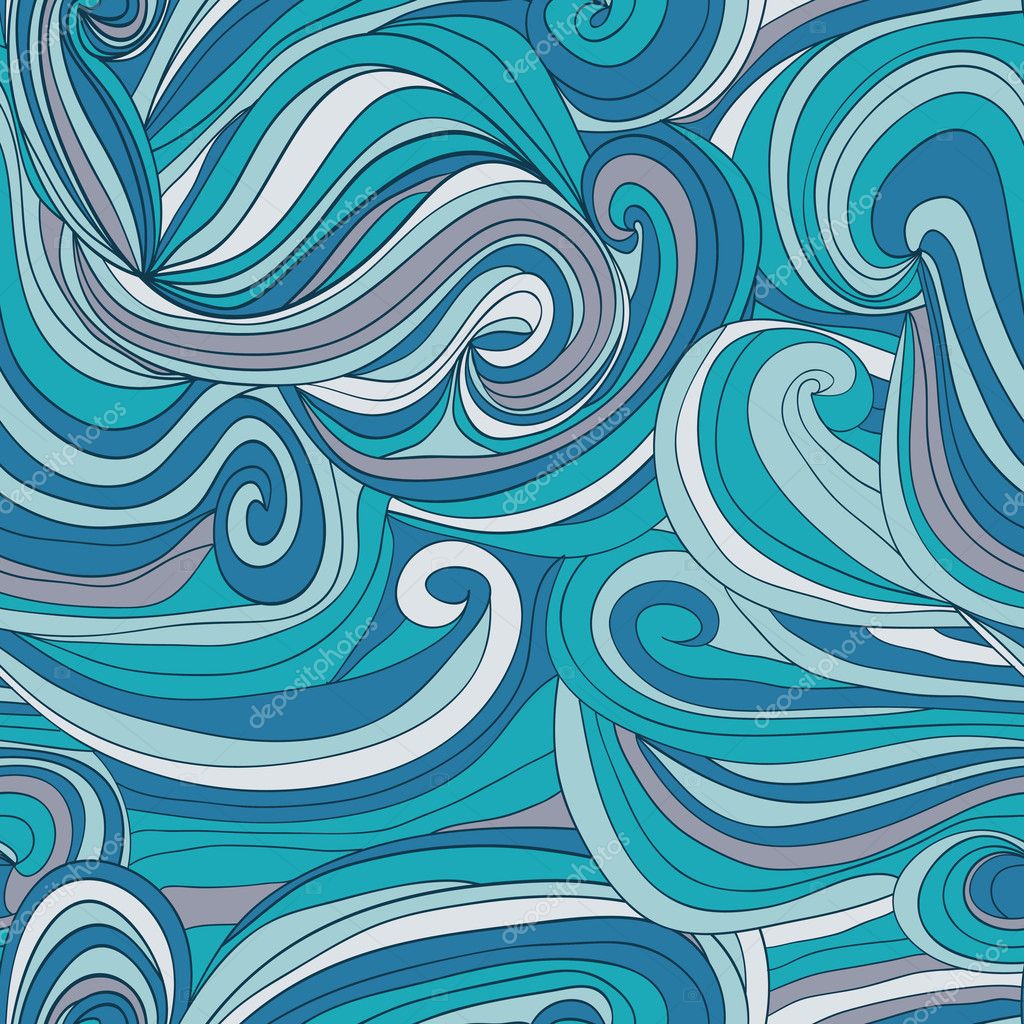 8x12 FT Geometric Vinyl Photography Background Backdrops,Curlicue Design Wavy Ocean Pattern Aquatic Travel Cruise Theme Maritime Background for Selfie Birthday Party Pictures Photo Booth Shoot