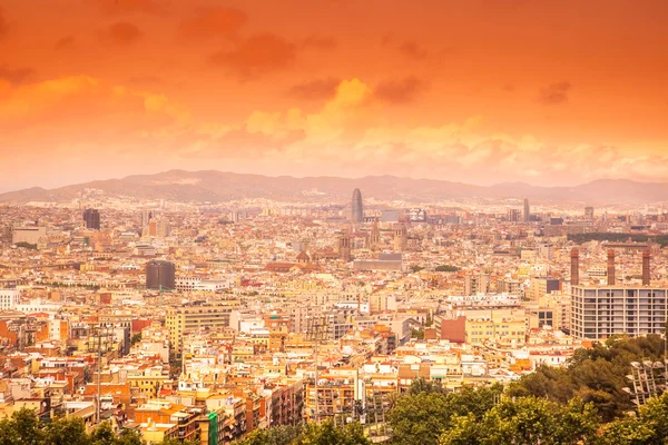 바르셀로나의 아름 다운 석양 — 스톡 사진