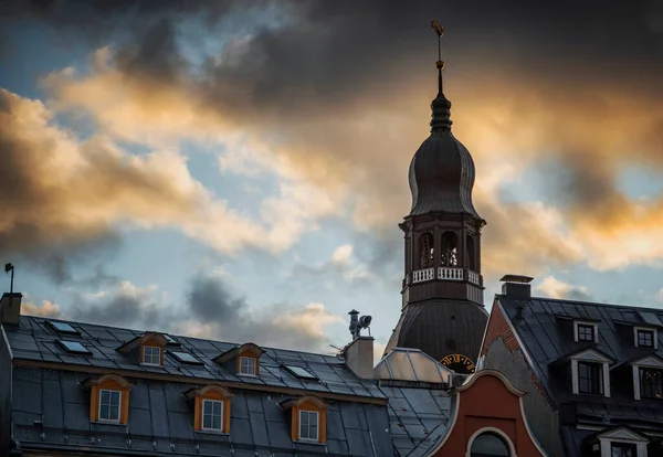 Cathédrale Riga Coucher Soleil Belle Architecture Historique Gros Plan Voyage — Photo