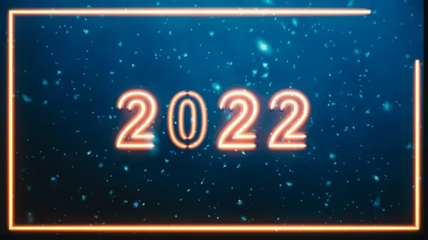 Новий Рік 2022 Банер Цифрами Абстрактним Неоновим Фоном Текстурою — стокове фото
