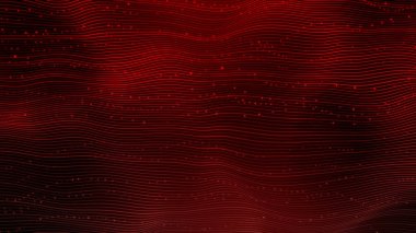 Büyük veri görselleştirmesi. Koyu arkaplan üzerine kırmızı noktalar ve çizgiler bağlayan soyut arkaplan