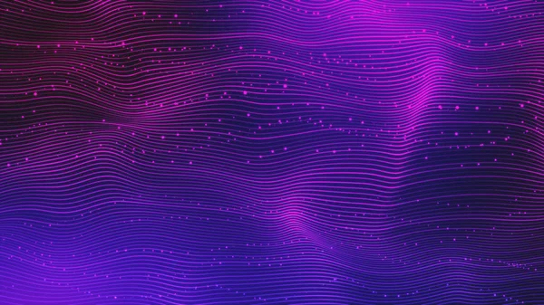 Tecnología de Internet Fondo Textura de luz, Ondas de neón visualización abstracta de big data — Foto de Stock