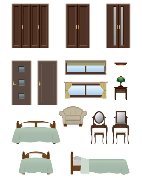 Muebles del dormitorio — Vector de stock