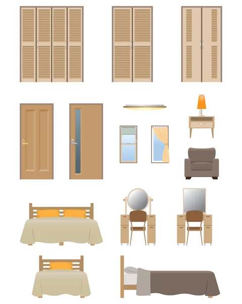 Muebles del dormitorio — Vector de stock