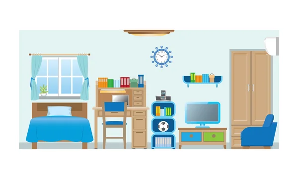 Boy's kamer — Stockvector