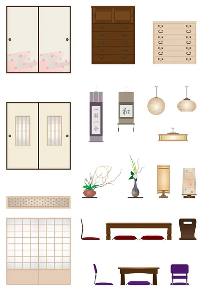 Zimmer im japanischen Stil — Stockvektor