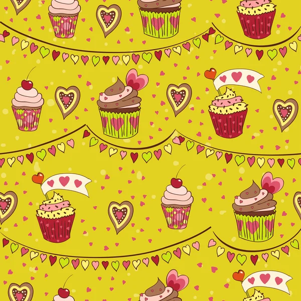 Bunte Liebe Cupcakes — Stockvektor