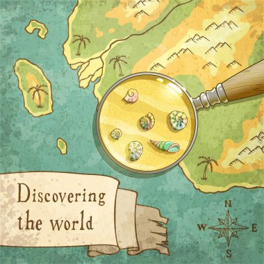 Magnifier Showing Beautiful Nature on the Old Map clipart