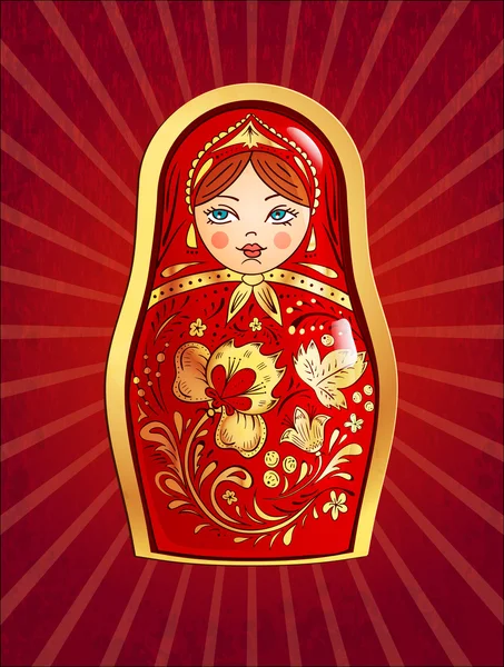 Poupée russe rouge — Image vectorielle