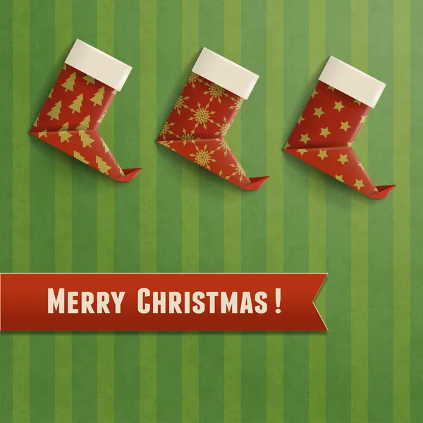 折纸圣诞靴 — 图库矢量图片