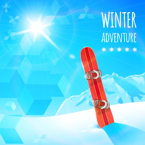 Paysage d'hiver avec Snowboard — Image vectorielle
