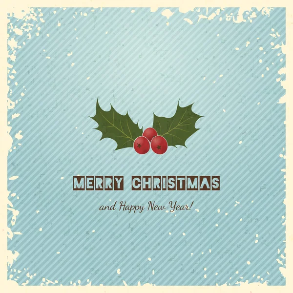 Weihnachtsgrußkarte mit Stechpalme — Stockvektor