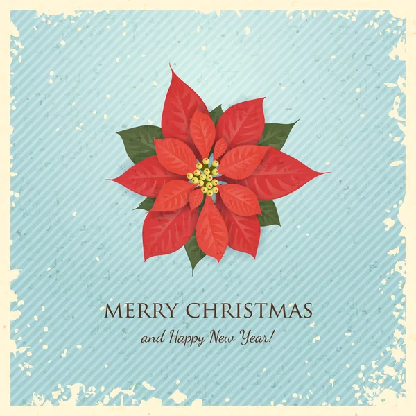 Christmas Greeting Card with Poinsettia — Stock Vector