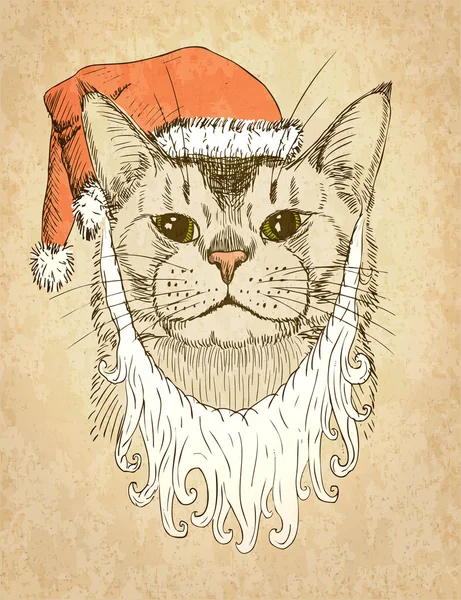 Santa Cat — Vector de stoc