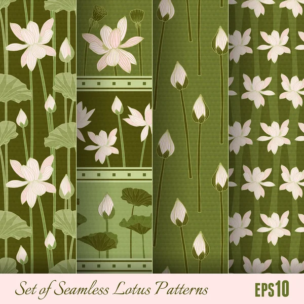 Set van naadloze lotus patronen — Stockvector