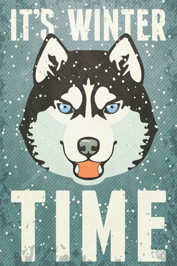 Winter Poster with Husky
