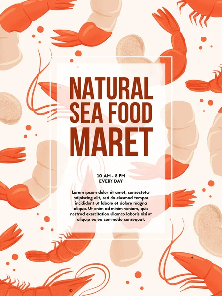 Naturliga skaldjur marknaden banner design wuth utrymme för text. Royaltyfria illustrationer