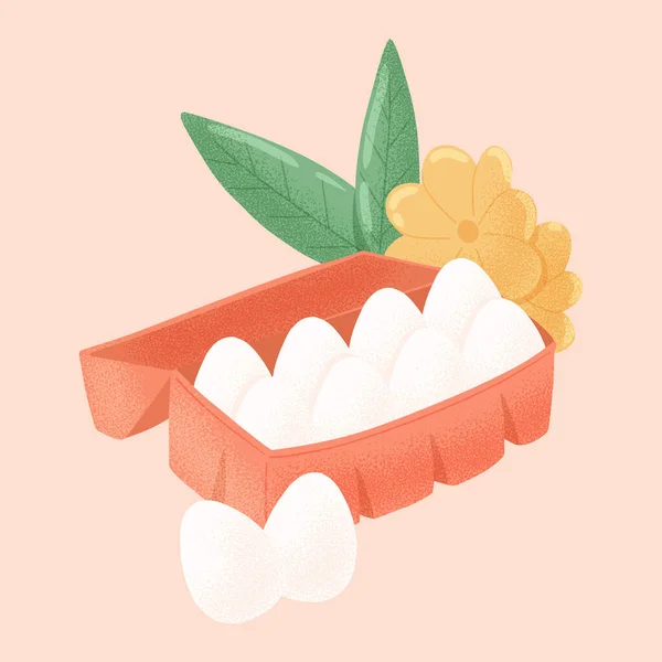 Huevos Caja Tarjeta Vector Ilustración Dibujada Mano Huevos Envases Elemento — Archivo Imágenes Vectoriales