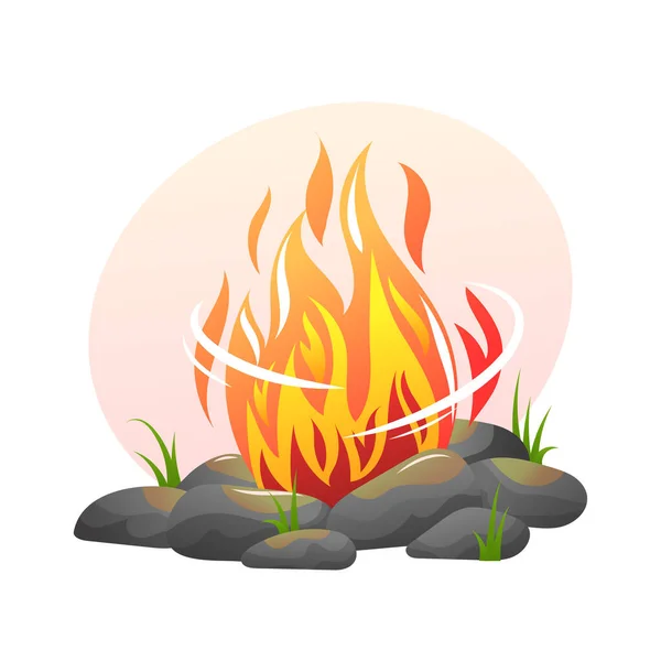 Campfire Vector Cartoon Illustration Isolated White Background Bonfire Stones Burning — Image vectorielle