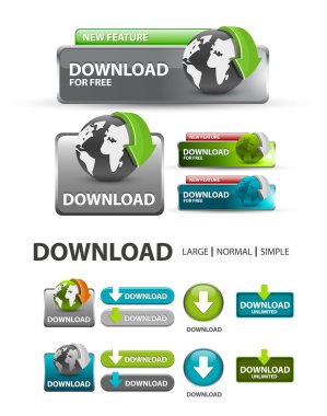 download simgeleri ve düğmeleri koleksiyonu