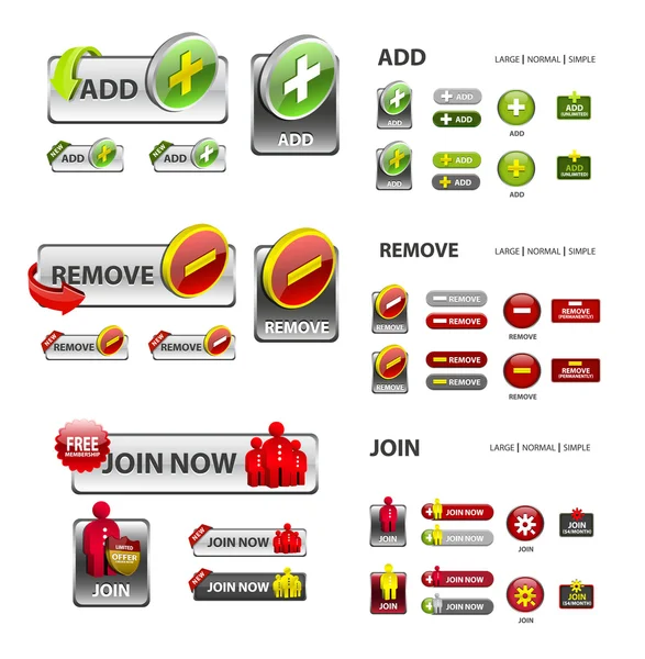 Add, remove and user icons — Stock Vector