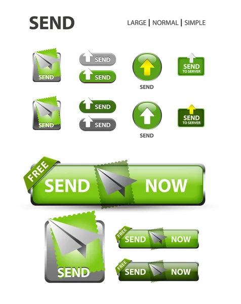 Coleção de ícones e botões de mensagens de correio — Vetor de Stock
