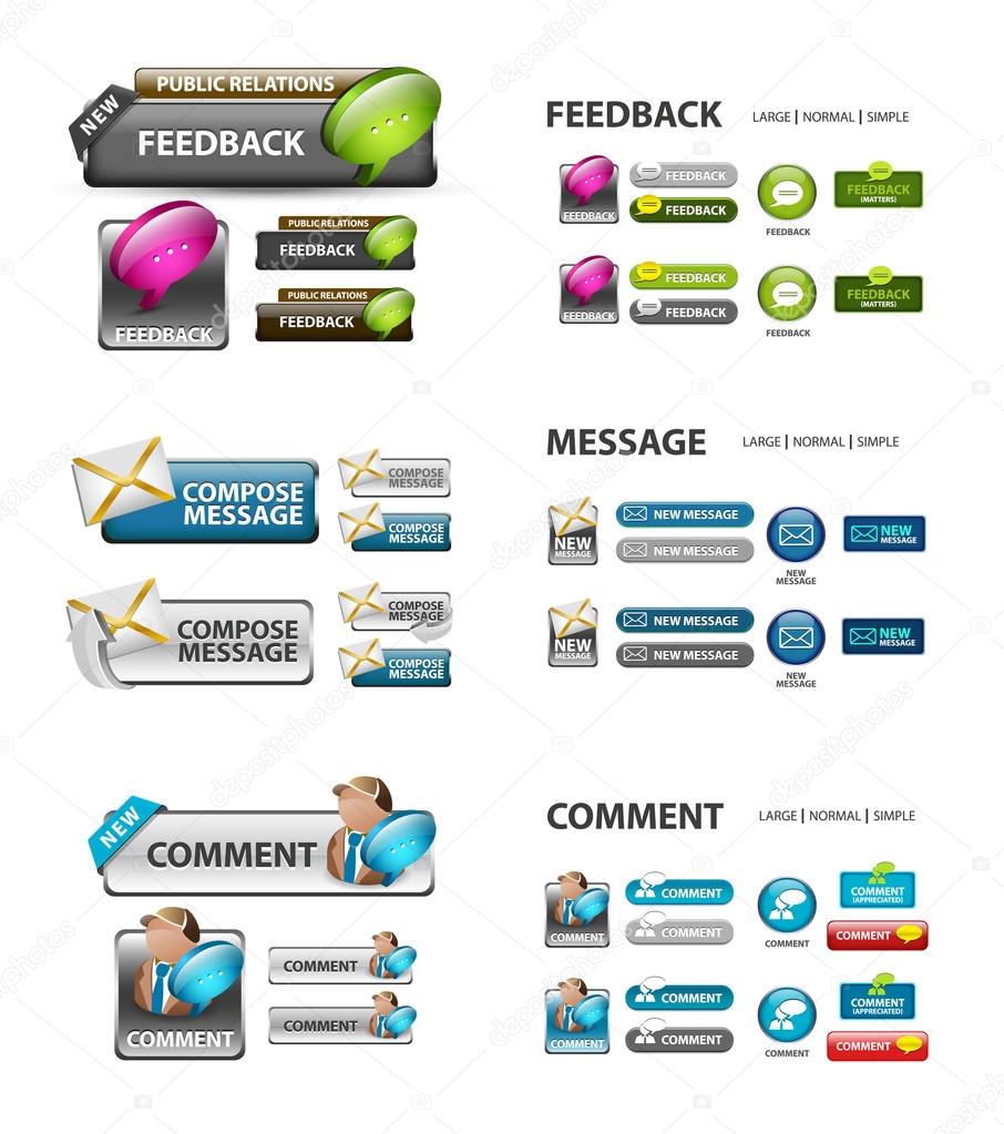Feedback, and message icons.
