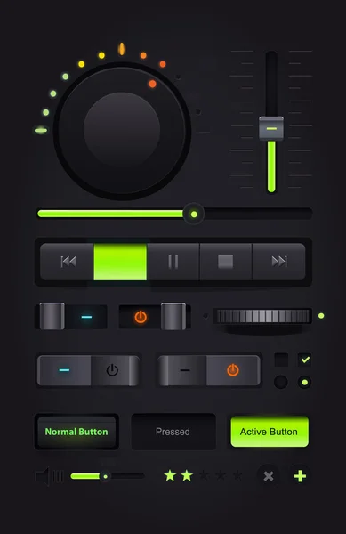 Koyu web kullanıcı arabirimi öğeleri — Stok Vektör