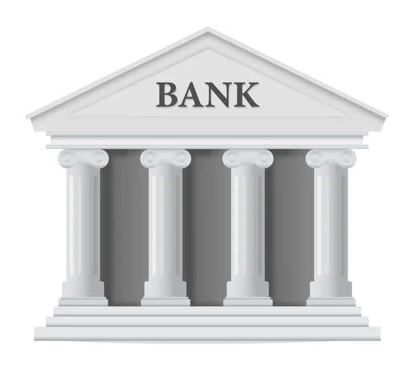 Icône de bâtiment de banque blanche — Image vectorielle