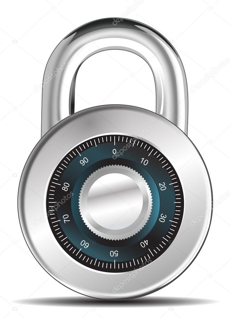 Security concept with locked  combination pad lock