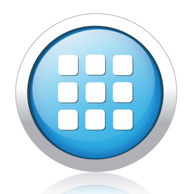 Menü Gümüş Mavi düğmeye tasarımı