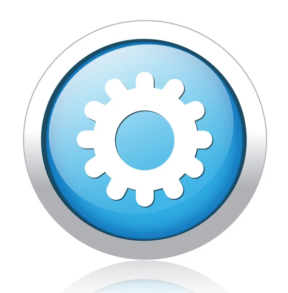 Settings silver blue button design — Stock Vector