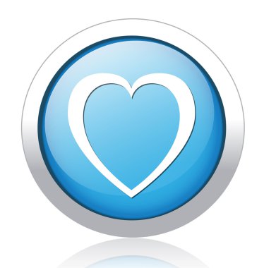 Kalp tasarım gümüş mavi düğme