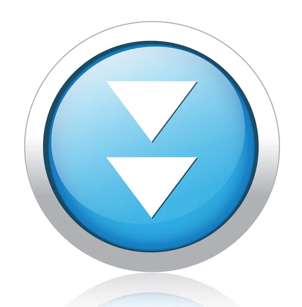 Beneden zilveren blauwe knop ontwerp — Stockvector