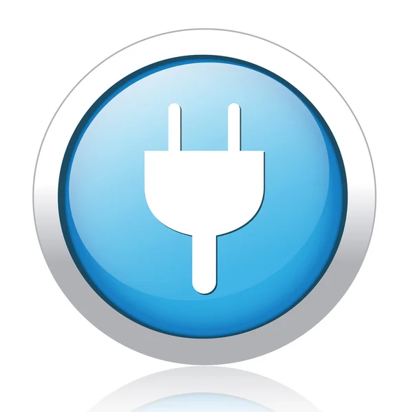 Socket ontwerp zilveren blauwe knop — Stockvector
