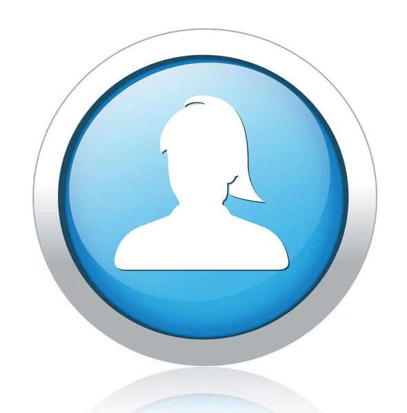 Desain tombol profil biru perempuan - Stok Vektor