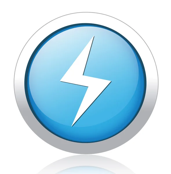 Lightning bolt modré tlačítko design — Stockový vektor