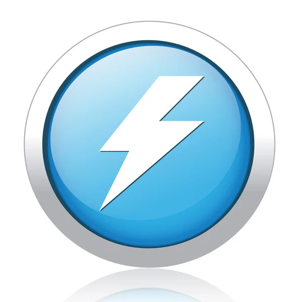 Lightning bolt blå knappen design — Stock vektor
