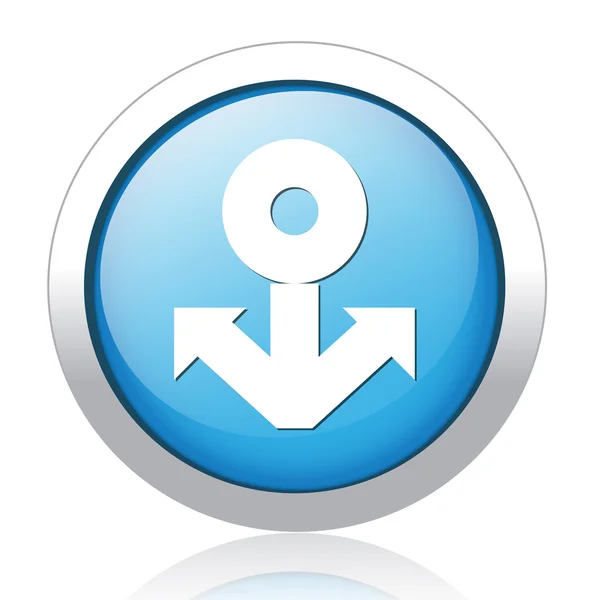 Ancre design bouton bleu argenté — Image vectorielle