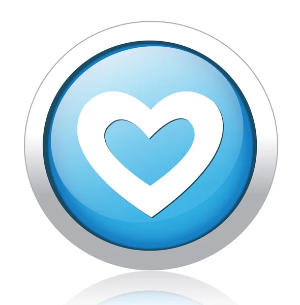 Diseño corazón botón azul plata — Archivo Imágenes Vectoriales